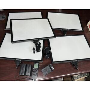 5 Dazzne D50 Video Light Panel Sets 15.4" 2 Batteries, Charger Remote 5 Stands
